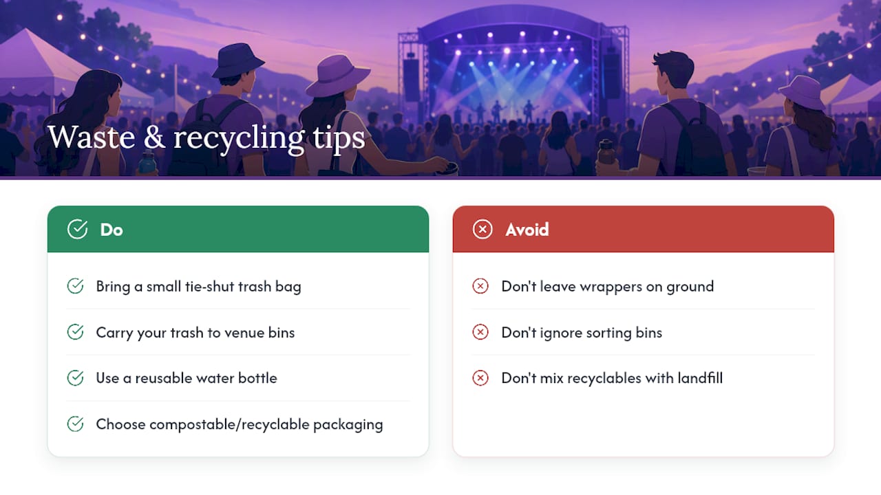 Waste, recycling, and disposal at concerts — overview diagram