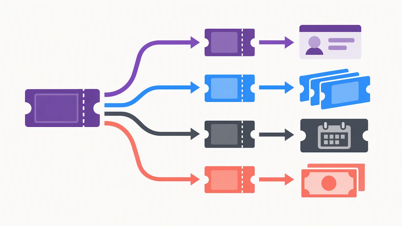 Illustration comparing ticket credit routes